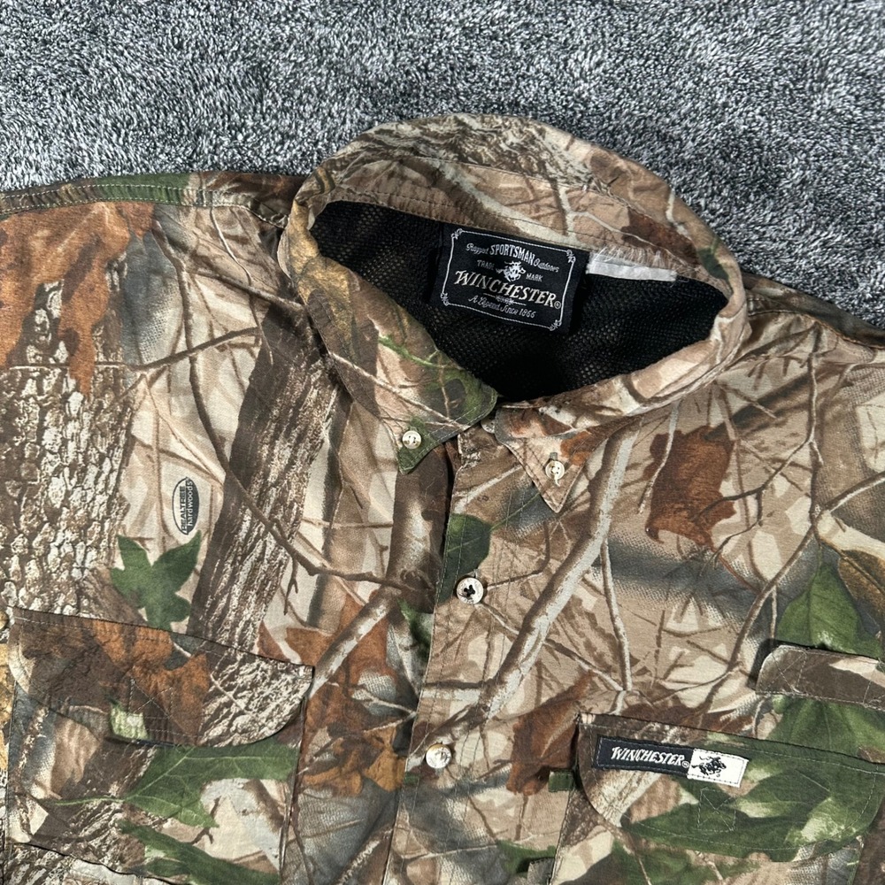 Winchester Shirt Mens 3XL Rugged Sportsman Camo Realtree Hardwoods Hunting Vent